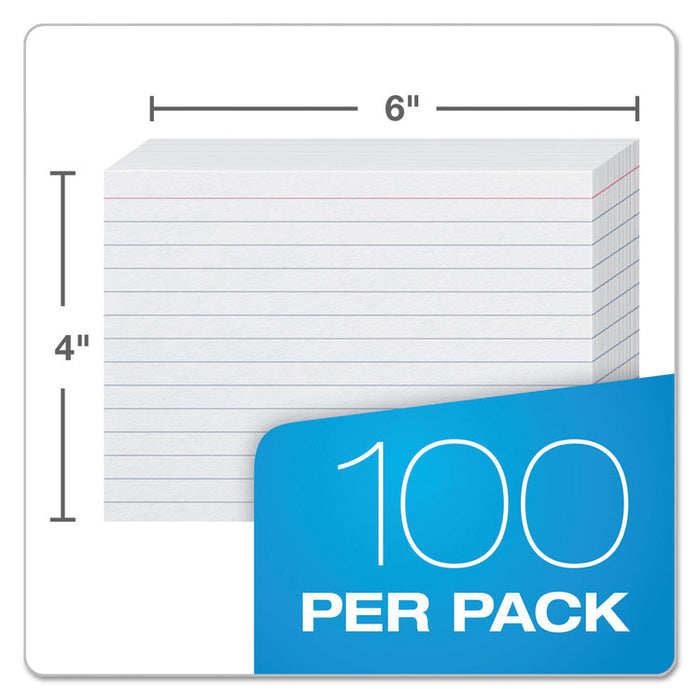 Ruled Index Cards, 4 x 6, White, 100/Pack