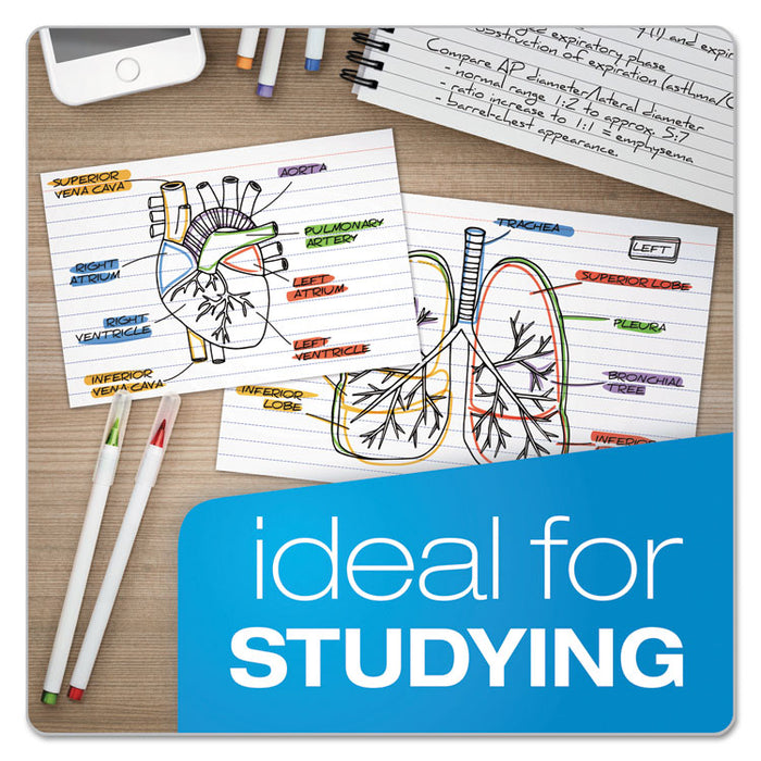 Ruled Index Cards, 4 x 6, White, 100/Pack