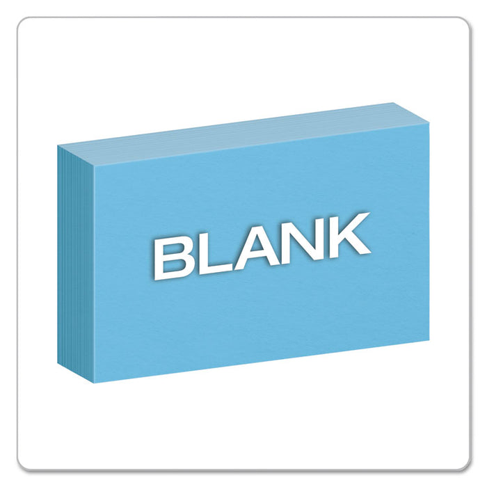 Unruled Index Cards, 3 x 5, Blue, 100/Pack