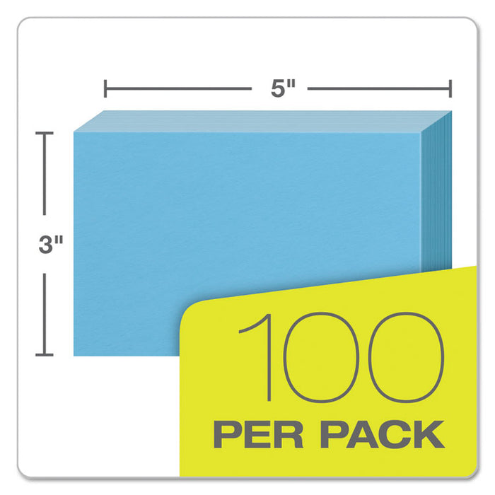 Unruled Index Cards, 3 x 5, Blue, 100/Pack