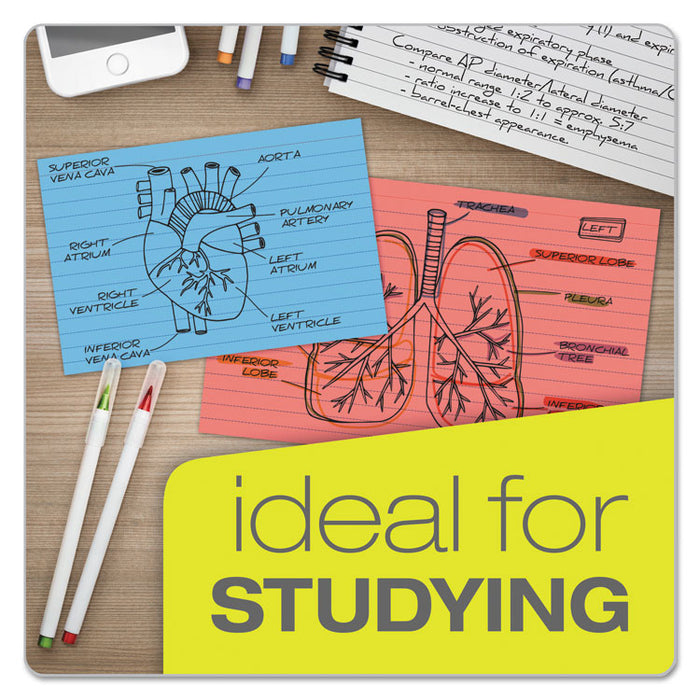 Ruled Index Cards, 3 x 5, Blue, 100/Pack