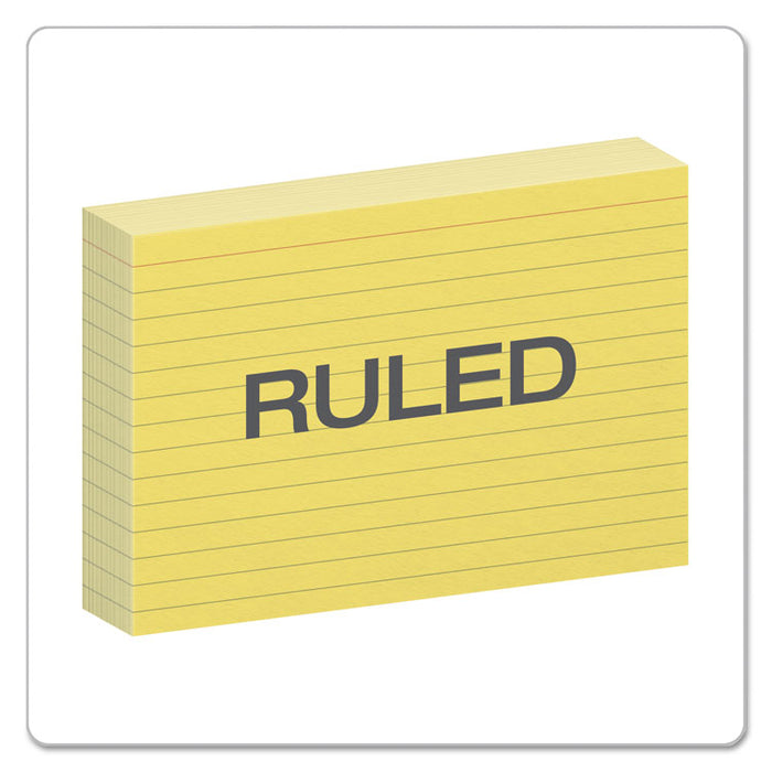 Ruled Index Cards, 4 x 6, Canary, 100/Pack