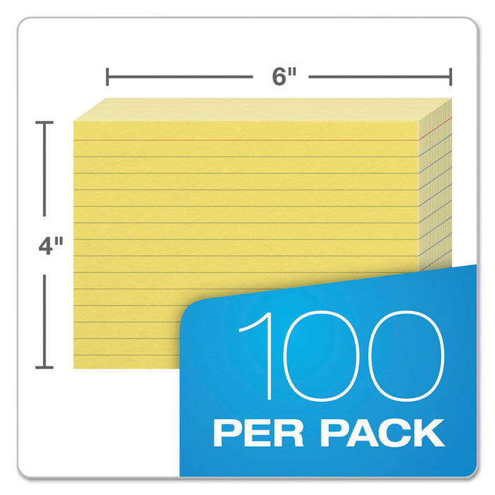 Ruled Index Cards, 4 x 6, Canary, 100/Pack
