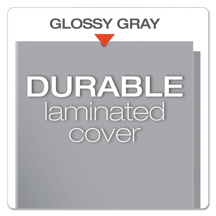 High Gloss Laminated Paperboard Folder, 100-Sheet Capacity, Gray, 25/Box