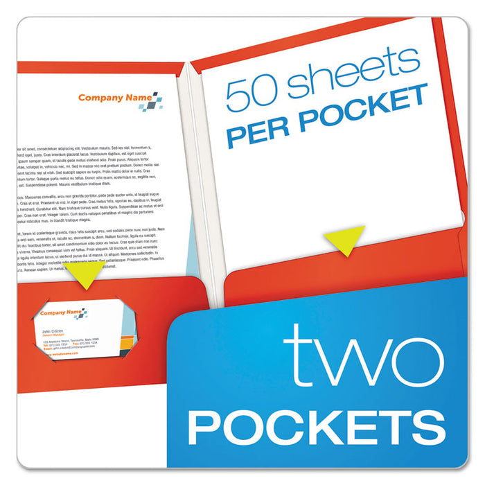 High Gloss Laminated Paperboard Folder, 100-Sheet Capacity, Red, 25/Box