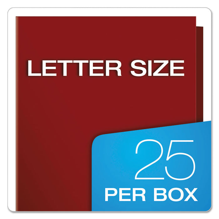 High Gloss Laminated Paperboard Folder, 100-Sheet Capacity, 11 x 8.5, Crimson, 25/Box
