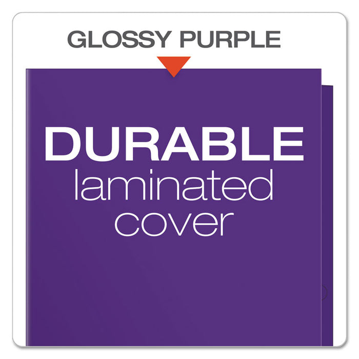 High Gloss Laminated Paperboard Folder, 100-Sheet Capacity, Purple, 25/Box