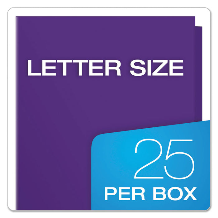 High Gloss Laminated Paperboard Folder, 100-Sheet Capacity, Purple, 25/Box