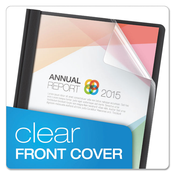 Clear Front Standard Grade Report Cover, Three-Prong Fastener, 0.5" Capacity, 8.5 x 11, Clear/Black, 25/Box