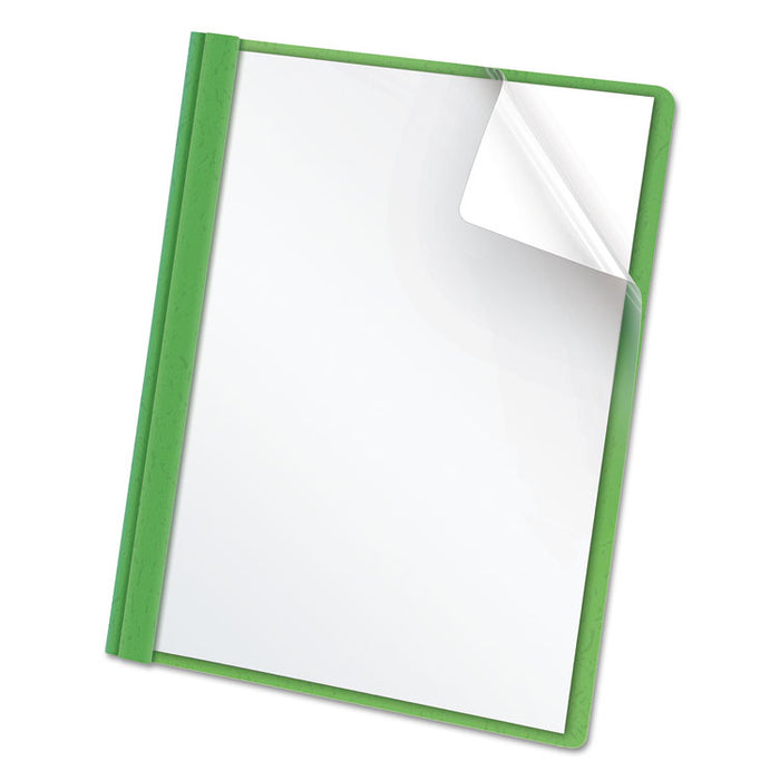 Clear Front Report Cover, 3 Fasteners, Letter, 1/2" Capacity, Green, 25/Box