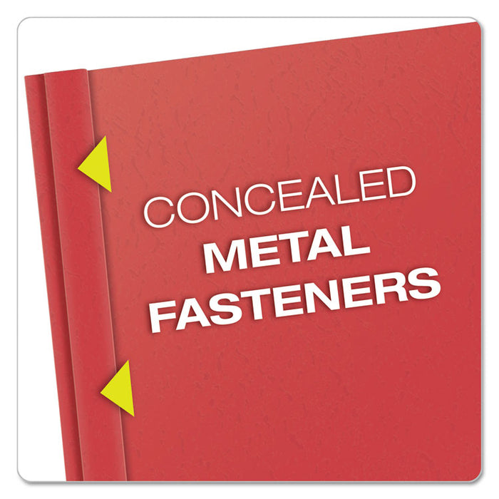 Clear Front Standard Grade Report Cover, Three-Prong Fastener, 0.5" Capacity, 8.5 x 11, Clear/Red, 25/Box