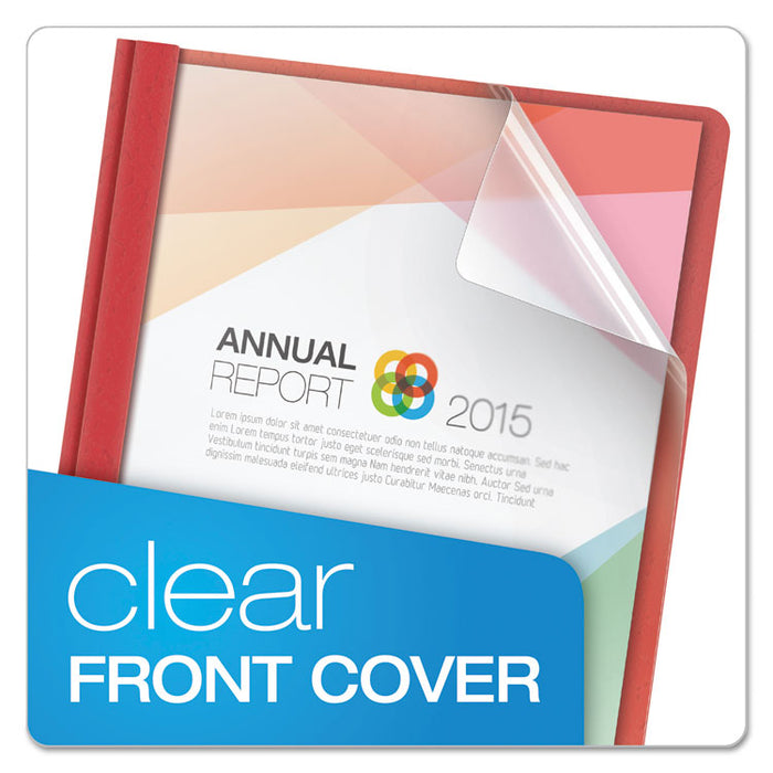 Clear Front Standard Grade Report Cover, Three-Prong Fastener, 0.5" Capacity, 8.5 x 11, Clear/Assorted, 25/Box