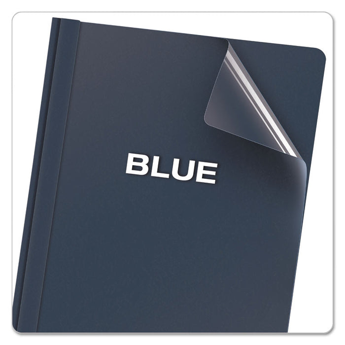 Clear Front Report Cover, 3 Fasteners, Letter, 1/2" Capacity, Dark Blue, 25/Box