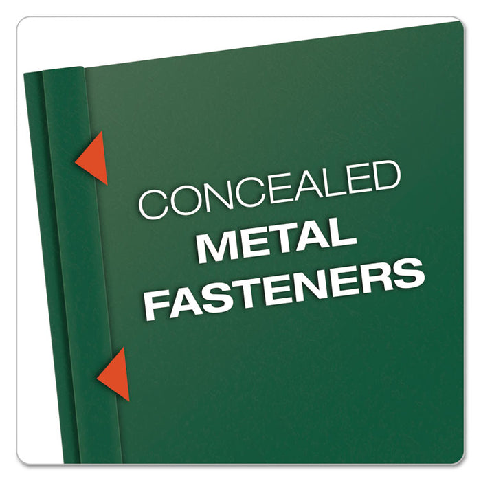 Clear Front Report Cover, Three-Prong Fastener, 0.5" Capacity, 8.5 x 11, Clear/ Hunter Green, 25/Box