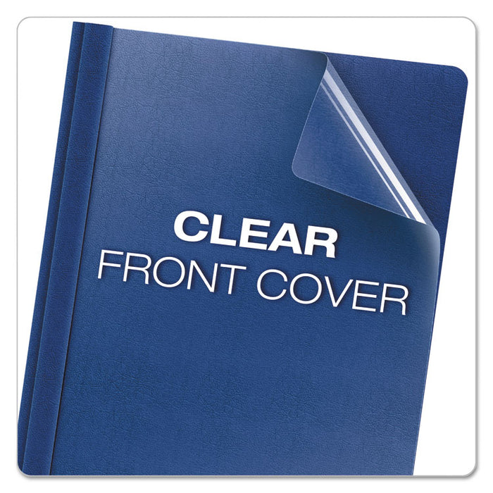 Premium Paper Clear Front Cover, 3 Fasteners, Letter,  Blue, 25/Box