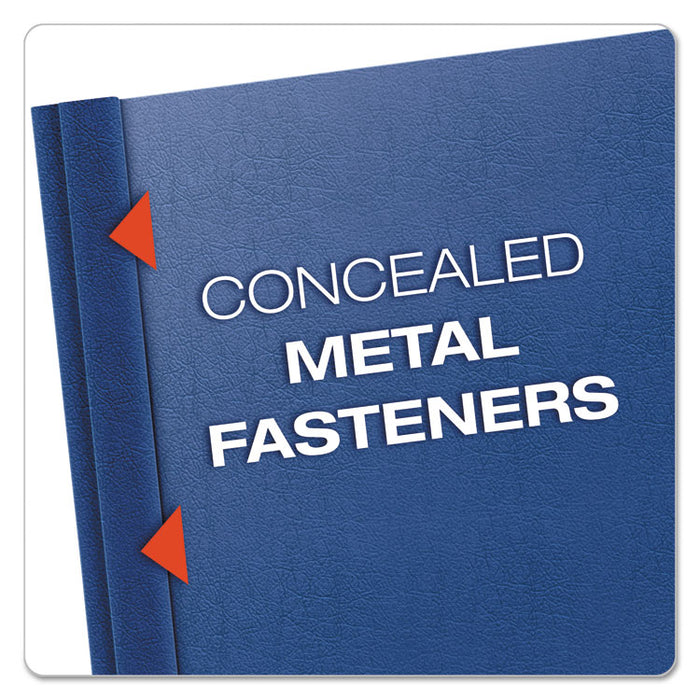 Premium Paper Clear Front Cover, 3 Fasteners, Letter,  Blue, 25/Box