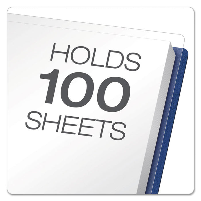 Premium Paper Clear Front Cover, 3 Fasteners, Letter,  Blue, 25/Box