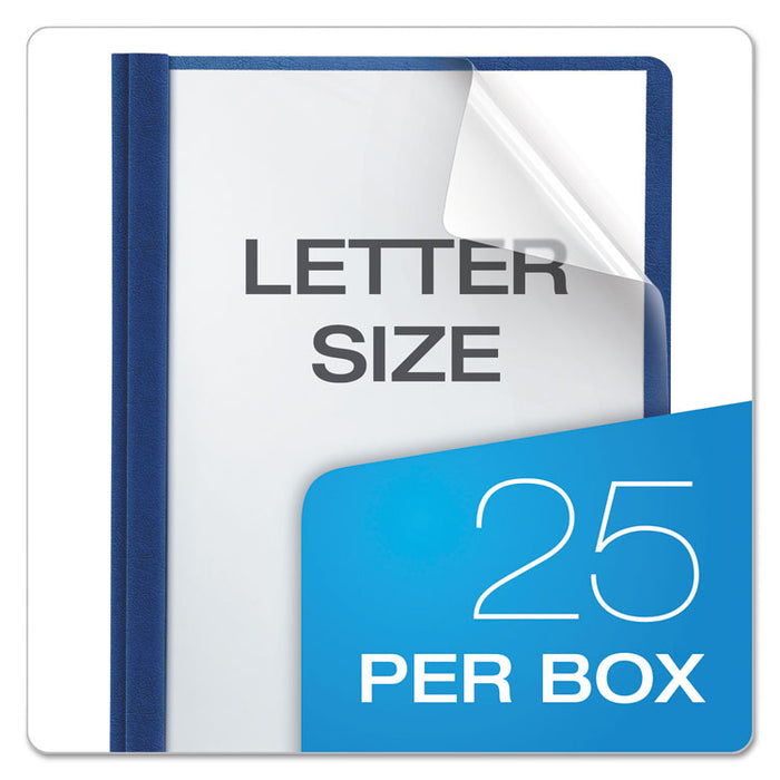 Premium Paper Clear Front Cover, 3 Fasteners, Letter,  Blue, 25/Box