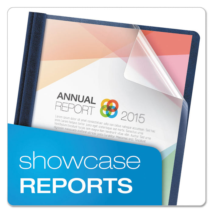 Premium Paper Clear Front Cover, 3 Fasteners, Letter, Blue, 25/Box