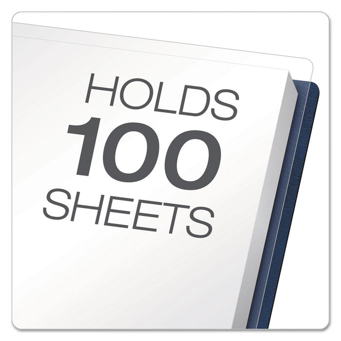 Premium Paper Clear Front Cover, 3 Fasteners, Letter, Blue, 25/Box