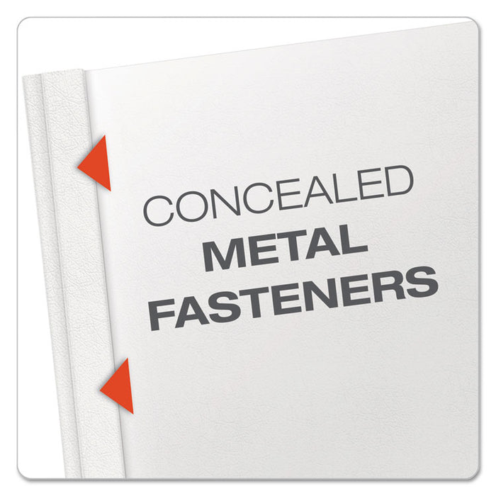 Premium Paper Clear Front Cover, 3 Fasteners, Letter, White, 25/Box
