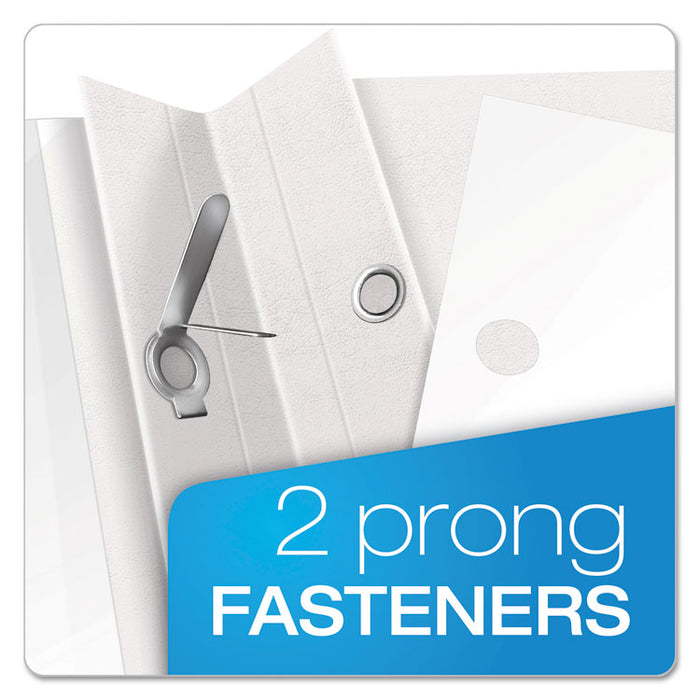 Premium Paper Clear Front Cover, 3 Fasteners, Letter, White, 25/Box