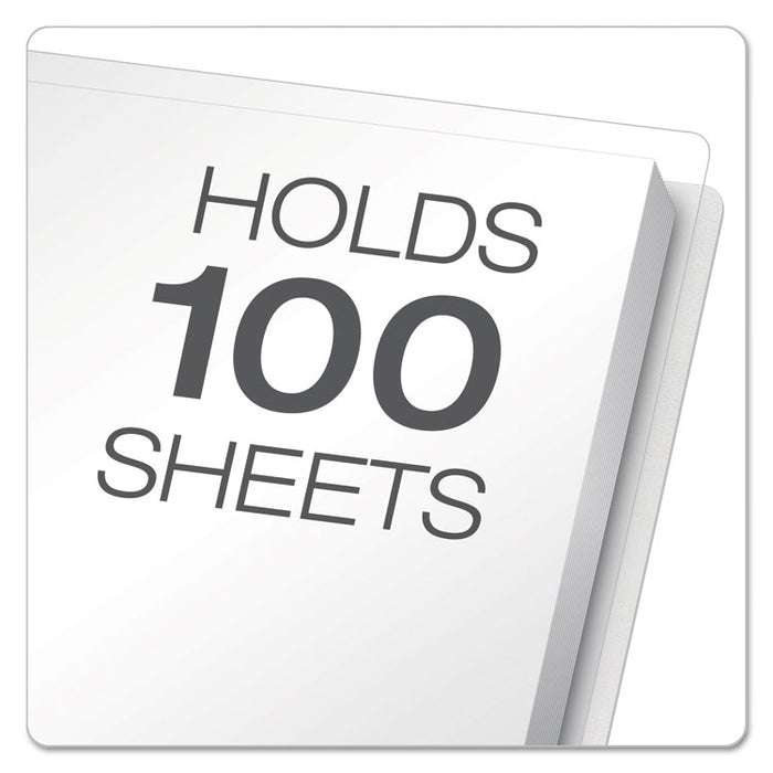 Premium Paper Clear Front Cover, 3 Fasteners, Letter, White, 25/Box