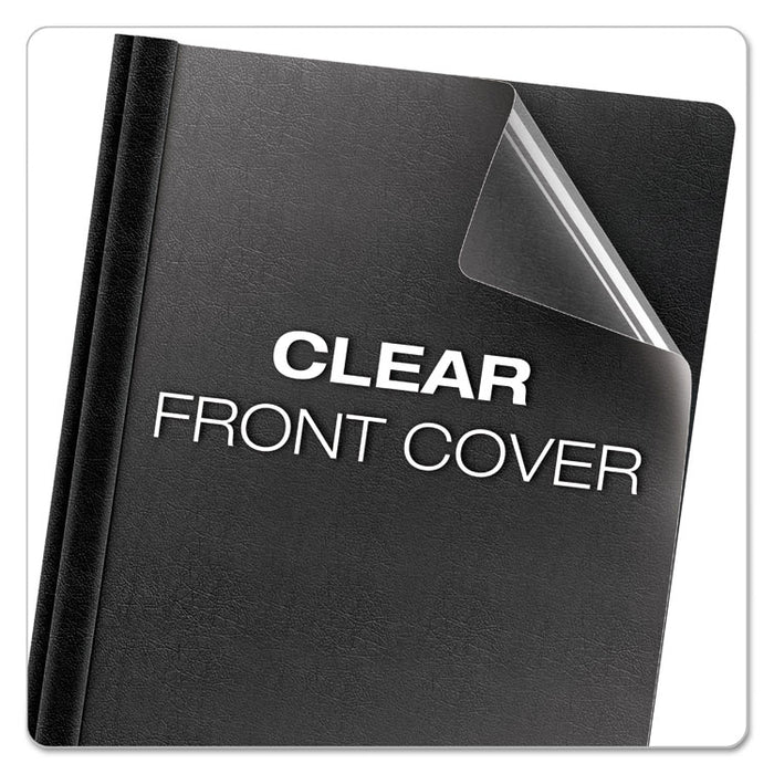 Premium Paper Clear Front Cover, 3 Fasteners, Letter, Black, 25/Box