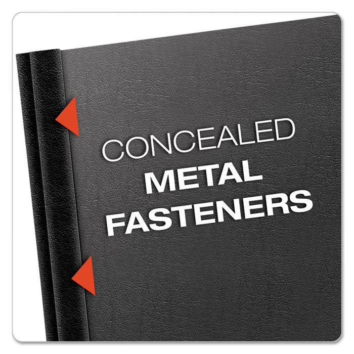 Premium Paper Clear Front Cover, 3 Fasteners, Letter, Black, 25/Box