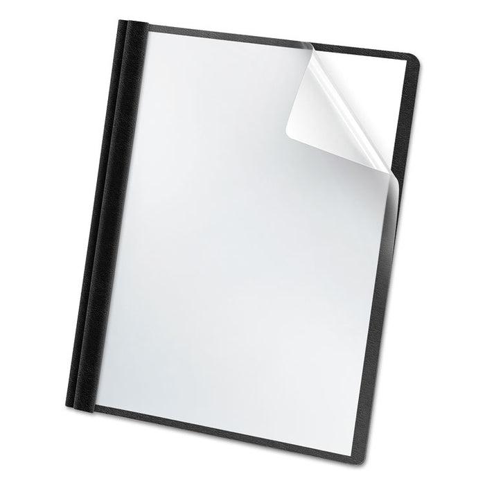 Premium Paper Clear Front Cover, 3 Fasteners, Letter, Black, 25/Box