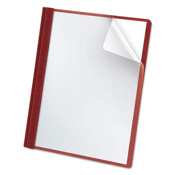 Premium Paper Clear Front Cover, 3 Fasteners, Letter, Red, 25/Box