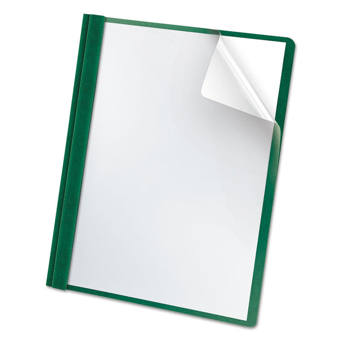 Premium Paper Clear Front Cover, 3 Fasteners, Letter, Green, 25/Box