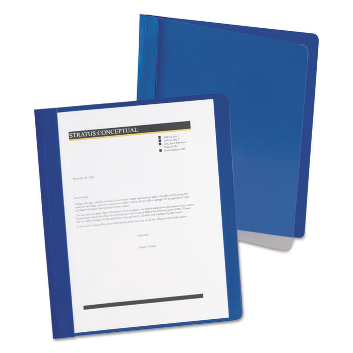 Extra-Wide Clear Front Report Covers, Letter Size, Dark Blue, 25/Box
