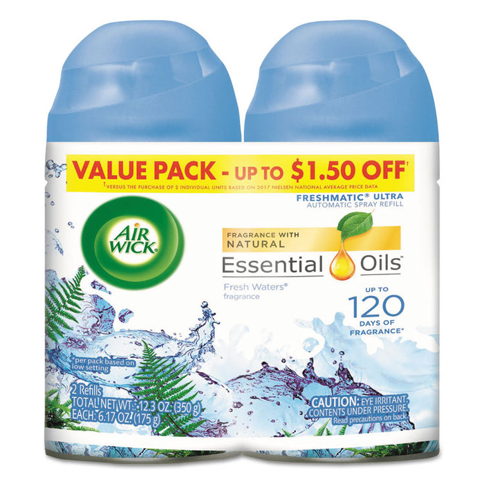 Freshmatic Ultra Automatic Spray Refill, Fresh Waters, Aerosol, 5.89 oz, 2/Pack