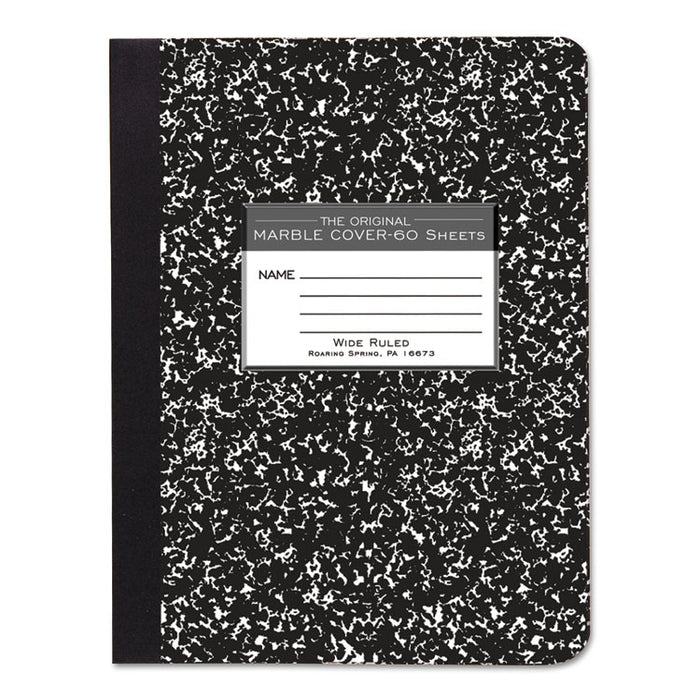 Marble Cover Composition Book, Wide/Legal Rule, Black Cover, 9.75 x 7.5, 60 Sheets