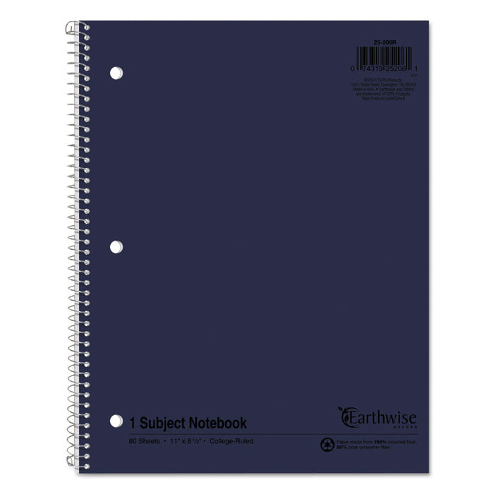 Earthwise by Oxford Recycled Single Subject Notebook, Medium/College Rule, Randomly Assorted Covers, 11 x 8.5, 80 Sheets