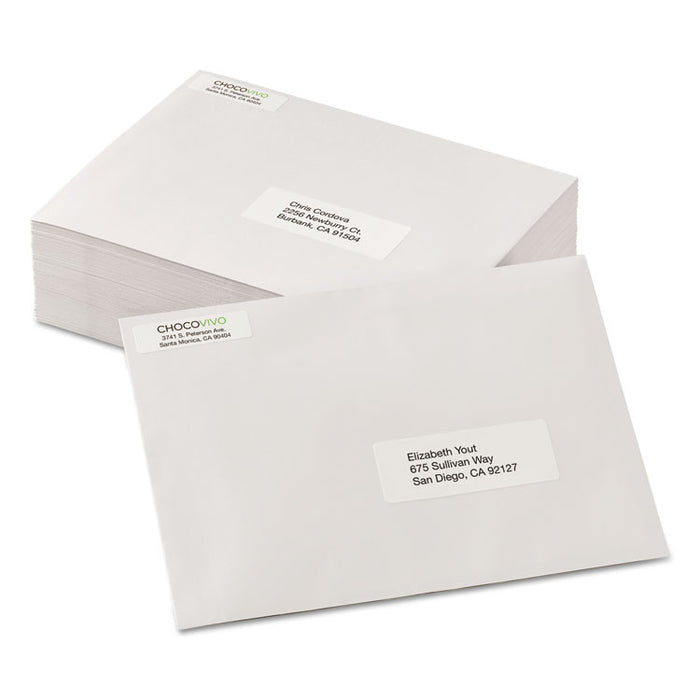 White Address Labels w/ Sure Feed Technology for Laser Printers, Laser Printers, 0.5 x 1.75, White, 80/Sheet, 250 Sheets/Box