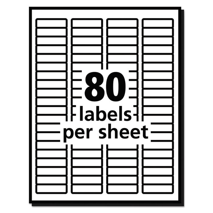 White Address Labels w/ Sure Feed Technology for Laser Printers, Laser Printers, 0.5 x 1.75, White, 80/Sheet, 250 Sheets/Box