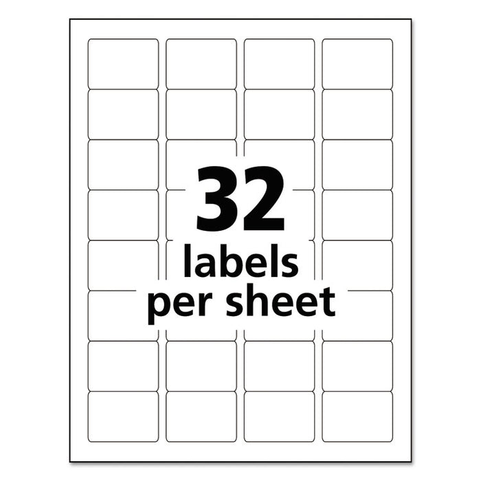 Durable Permanent ID Labels with TrueBlock Technology, Laser Printers, 1.25 x 1.75, White, 32/Sheet, 50 Sheets/Pack