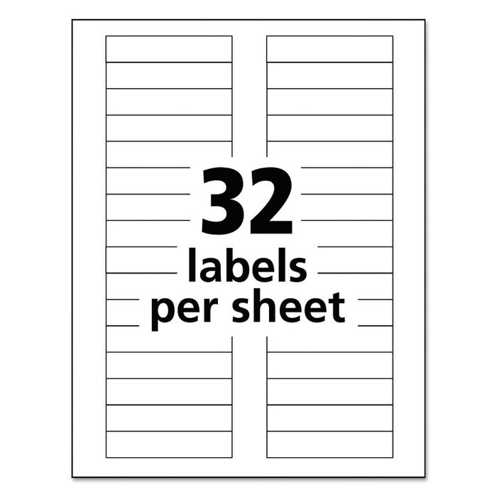 Durable Permanent ID Labels with TrueBlock Technology, Laser Printers, 0.63 x 3, White, 32/Sheet, 50 Sheets/Pack
