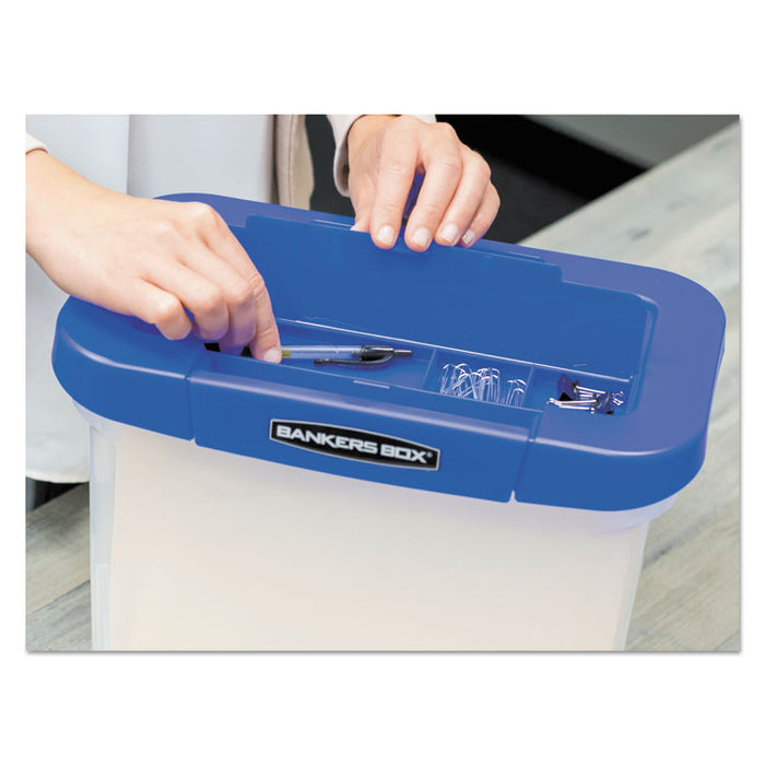 Heavy-Duty Portable File Box, Letter Files, 14.25" x 8.63" x 11.06", Clear/Blue