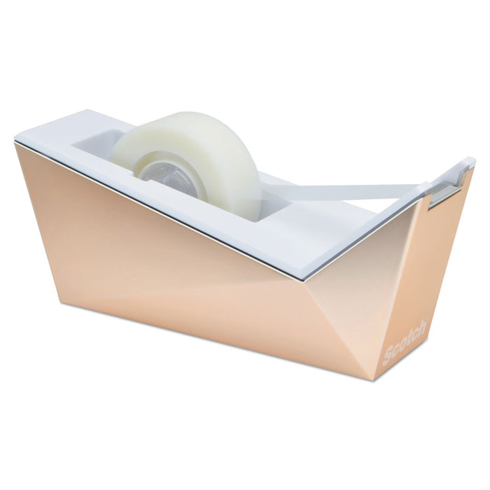 Facet Design One-Handed Dispenser with One Roll of Tape, 1" Core, Plastic, Copper