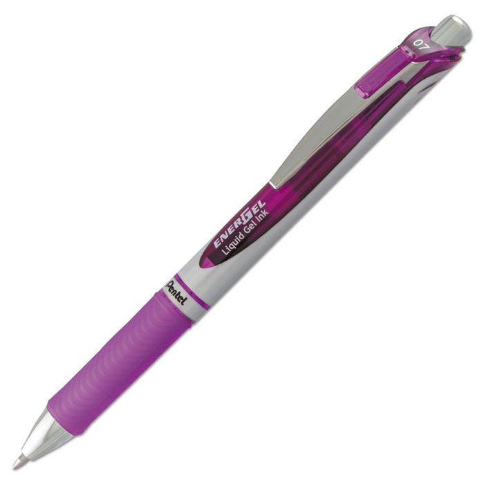 EnerGel RTX Gel Pen, Retractable, Medium 0.7 mm, Violet Ink, Violet/Gray Barrel