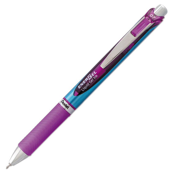 EnerGel RTX Retractable Gel Pen, Medium 0.7mm, Violet Ink, Violet/Gray Barrel