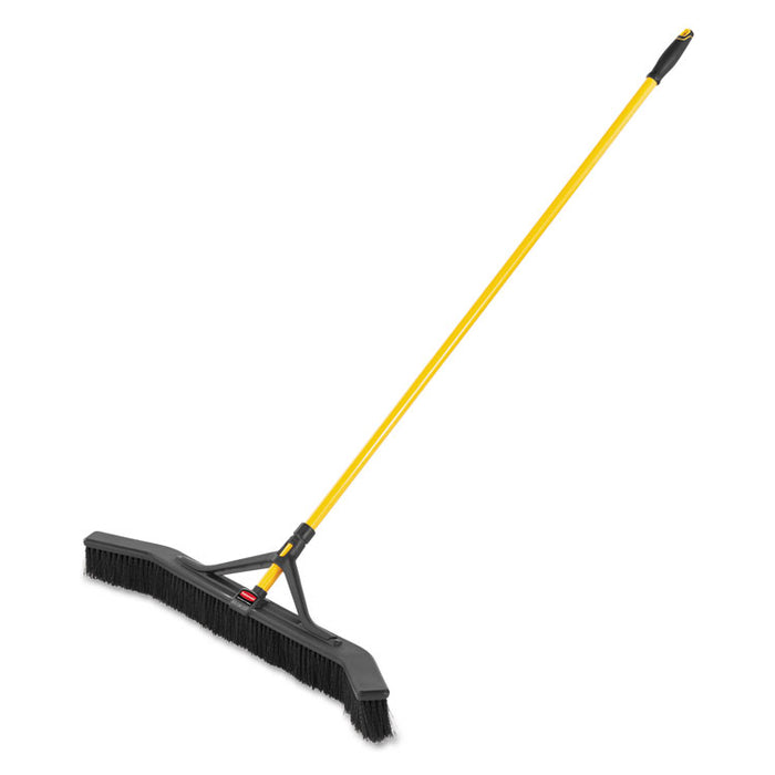 Maximizer Push-to-Center Broom, 36", Polypropylene Bristles, Yellow/Black