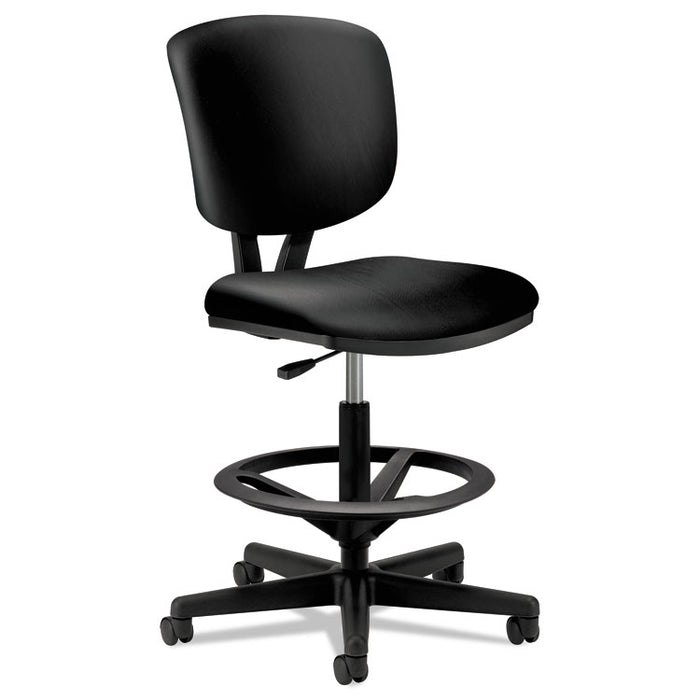 Volt Series Leather Adjustable Task Stool, Supports Up to 275 lb, 22.88" to 32.38" Seat Height, Black