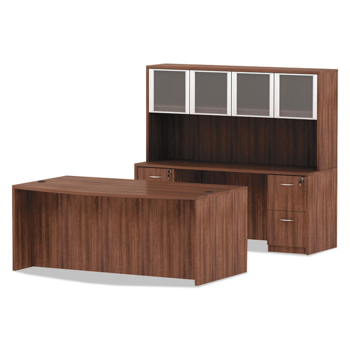 Alera Valencia Series Bow Front Desk Shell, 71w x 41.38d x 29.63h, Modern Walnut