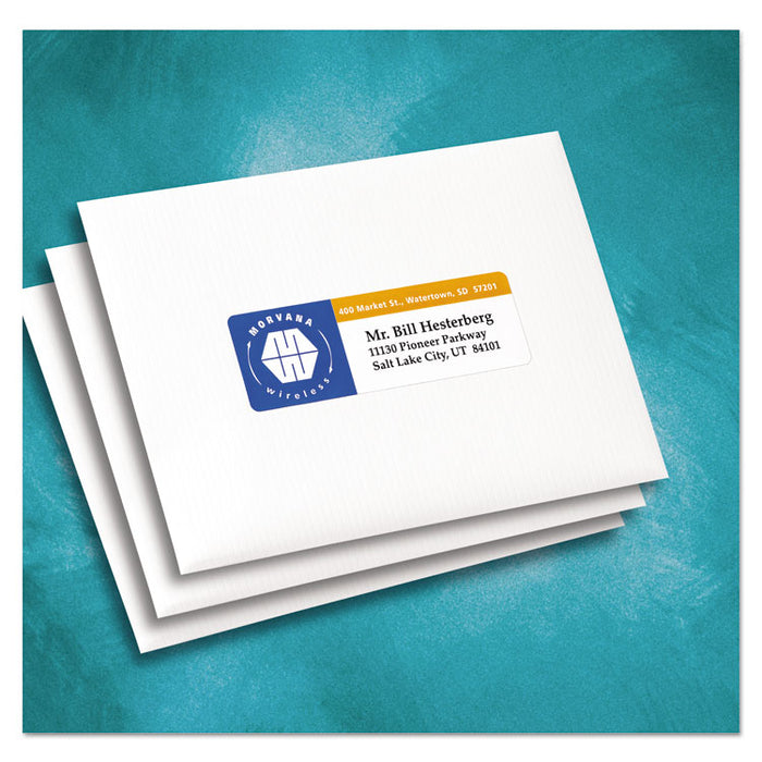 Vibrant Laser Color-Print Labels w/ Sure Feed, 1 1/4 x 3 3/4, White, 300/Pack