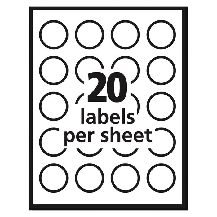 Vibrant Inkjet Color-Print Labels w/ Sure Feed, 1 1/2" dia, White, 400/PK