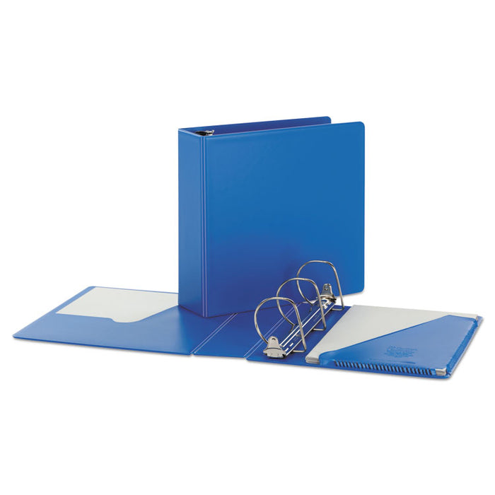 SuperStrength Locking Slant-D Ring Binder, 3 Rings, 4" Capacity, 11 x 8.5, Blue
